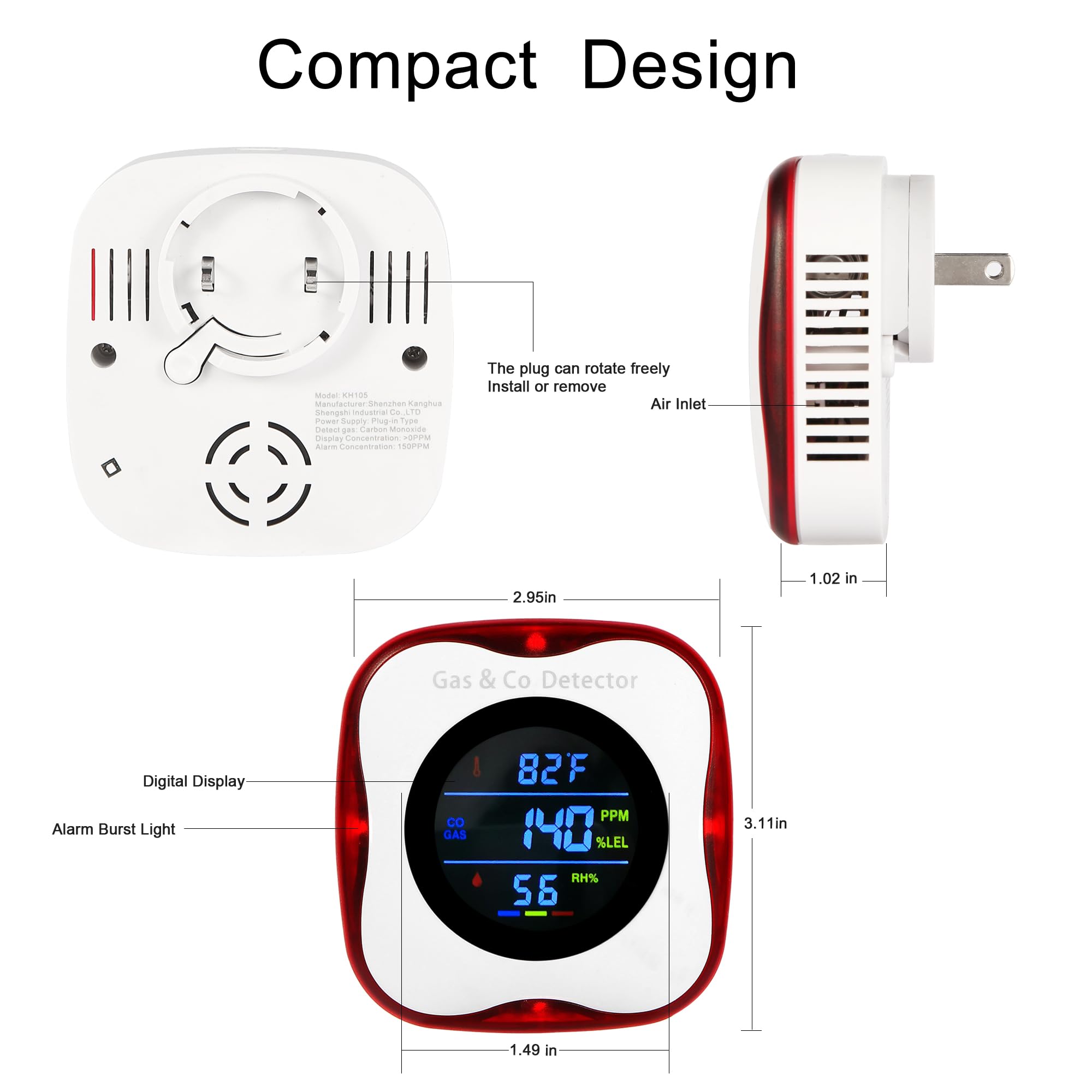 Combination Gas & Carbon Monox - đánh giá và giá Co Detector Plug